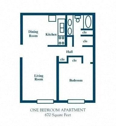 a floor plan of a one bedroom apartment